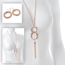 Necklace & Earring set - Rose gold colour interlock chain...