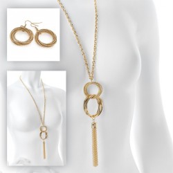 Necklace & Earring set - Gold colour interlock chain set...