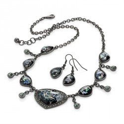 Necklace & Earring set - Hematite colour black diamond...