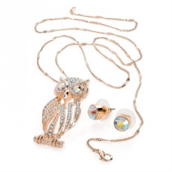Necklace & Earring set - Rose gold colour crystal and AB...