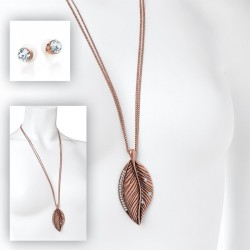 Necklace & Earring set - Burnished rose gold colour...