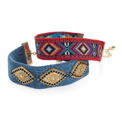 Necklace set - Two piece gold colour denim and tribal...