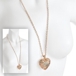 Necklace - Rose gold colour AB crystal heart design chain...