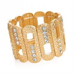 Bracelet - Worn gold colour crystal elasticated bracelet....