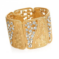 Bracelet - Worn gold colour crystal elasticated bracelet....