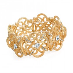 Bracelet - Worn gold colour crystal elasticated bracelet....