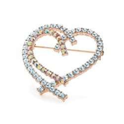 Brooch - Rose gold colour crystal and AB crystal heart...