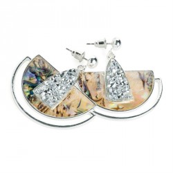 Earring - Silver colour shell effect drop earrings. -...
