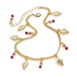 Anklet - Gold colour multi colour charm anklet. - (AK31107)