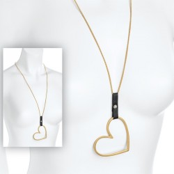 Necklace - Matte gold colour crystal heart design chain...