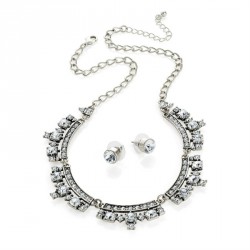 Necklace & Earring set - Burnished silver colour crystal...