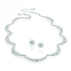 Necklace & Earring set - Silver colour crystal set of...