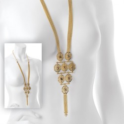 Necklace - Gold colour ethnic look chain charm necklace....