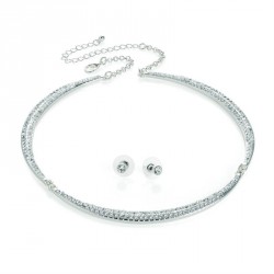Necklace & Earring set - Silver colour crystal choker set...