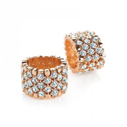 Ring - Rose gold colour crystal elasticated ring. - (R31086)