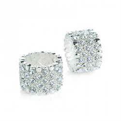 Ring - Silver colour crystal elasticated ring. - (R31085)