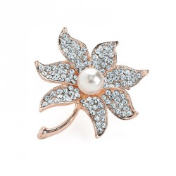 Brooch - Rose gold and cream pearl colour flower design...