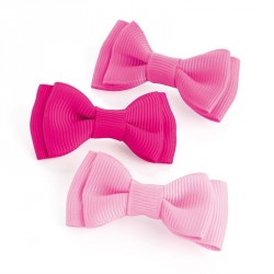 Hair bow set - Three piece pink tone hair bow clip set. -...