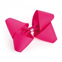 Hair bow - Fuchsia hair bow clip with crystal look motif....