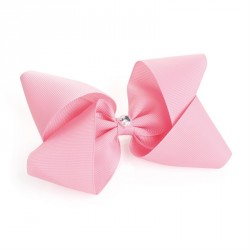 Hair bow - Pink hair bow clip with crystal look motif. -...