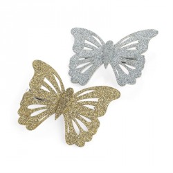 Hair clip set - Two piece gold and silver colour glitter...