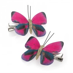 Hair clip set - Two piece fuchsia pink tone and gold...