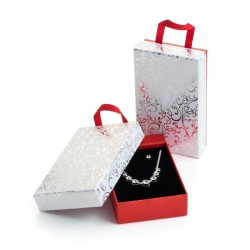 Necklace & Earring set - Silver, white and red colour...