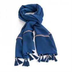 Scarf - Blue and pink tone ribbon design tassel scarf. -...