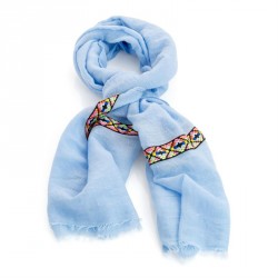 Scarf - Blue multi colour fringe scarf. - (SC31014)