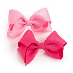 Hair bow set - Two piece pink tone colour bow hair clip...