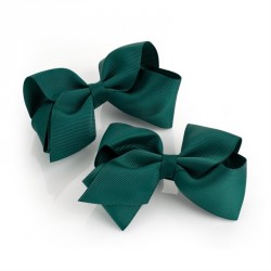 Hair bow set - Two piece green colour bow hair clip set....