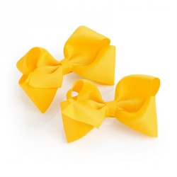 Hair bow set - Two piece yellow colour bow hair clip set....