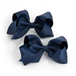 Hair bow set - Two piece navy colour bow hair clip set. -...