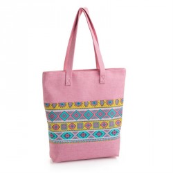 Bag - Pink colour tribal print bag. - (BG31001)