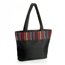 Bag - Black tone tribal print bag. - (BG30995)