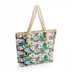 Bag - Multi colour flower print rope handle bag. - (BG30989)