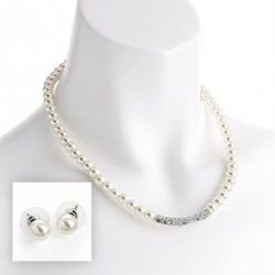 Necklace & Earring set - Silver colour cream pearl effect...