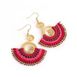 Earring - Antique gold multi colour thread tribal...