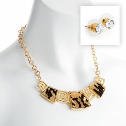 Necklace & Earring set - Gold colour crystal and tortoise...