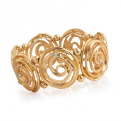 Bracelet - Matte gold colour crystal elasticated...