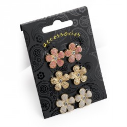Earring set - Three pairs silver, gold and rose gold...
