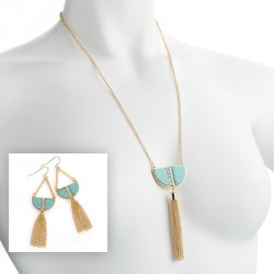 Necklace & Earring set - Gold and turquoise colour...