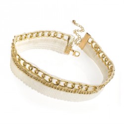 Necklace - Gold colour chain look white choker necklace....