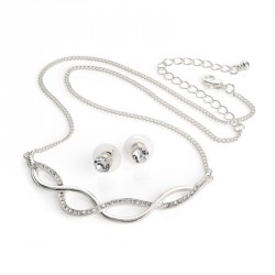 Necklace & Earring set - Silver colour crystal platted...