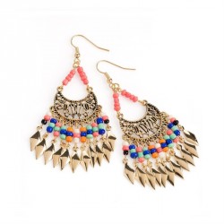 Earring - Antique and gold colour multi deed bead effect...