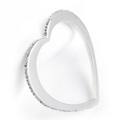 Bracelet - Silver colour crystal heart design bangle. -...