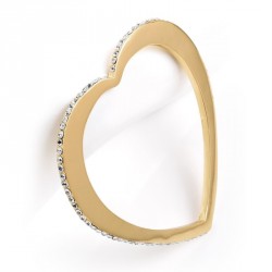 Bracelet - Gold colour crystal heart design bangle. -...
