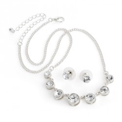 Necklace & Earring set - Silver colour crystal chain set...