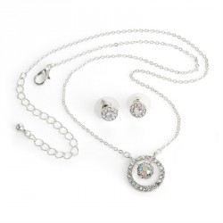 Necklace & Earring set - Silver colour crystal and AB...
