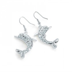Earring - Silver colour crystal dolphin design earrings....